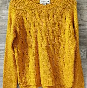 Forever 21 Mustard Cable Knit Sweater